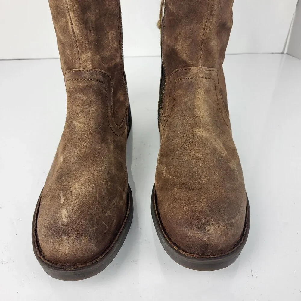 BORN Britton Women's Over the Knee Rust Brown Suede Distressed Boots